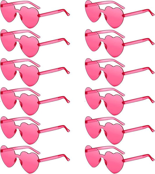 LEFIMOT 12 Pairs Heart Sunglasses for Women Heart Shaped Sunglasses Bulk Colorful Heart Glasses for Party Favor