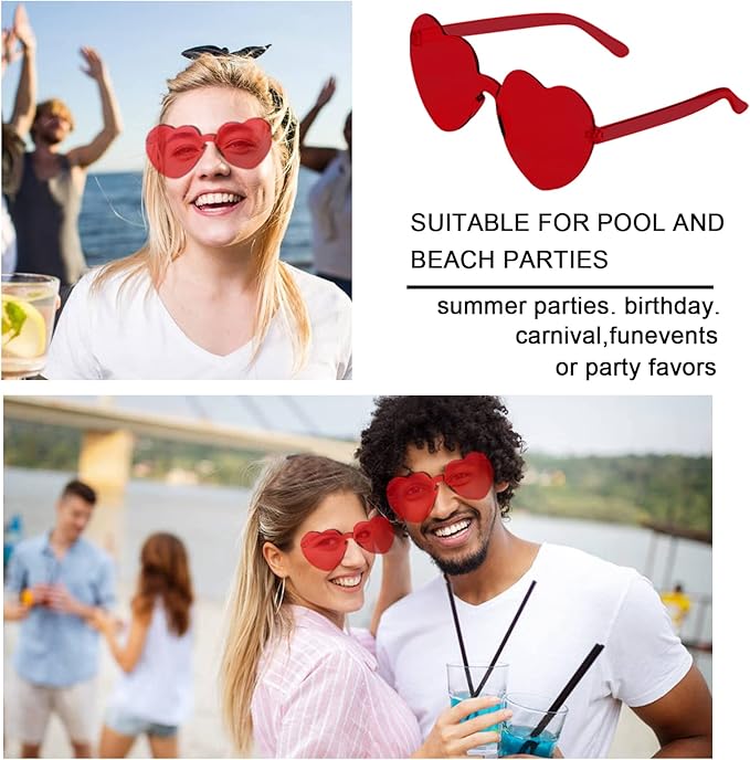 LEFIMOT 12 Pairs Heart Sunglasses for Women Heart Shaped Sunglasses Bulk Colorful Heart Glasses for Party Favor