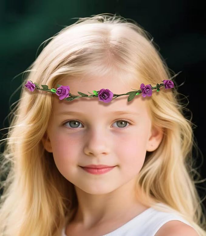 16 Pieces Flower Crown Headband Garland Floral Headbands Wreath Headpiece for Wedding Festival Vacation Fairy Party