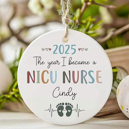 Personalized The Year I Became NICU Nurse Christmas Ornaments 2025, Neonatal Intensive Care Unit, First Christmas Keepsake for Nurse, Gifts for Rn Her Women, Nursing Grad, Nicu Grad Gifts