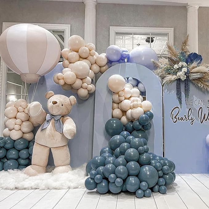 PartyWoo Slate Blue Balloons 50pcs 12 Inch Navy Dusty Blue Boho Neutral Balloons for Wedding Anniversary Gender Reveal Baby Shower Graduation Jungle Ocean Birthday Party Decorations Blue-F36