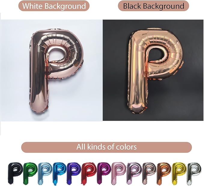 53pcs Rose Gold Letter Balloons, Custom A-Z Set for Personalizing Names & Phrases on Party Supplies Banners - Inflate with Balloon Pump, for Women Girl Birthdays/Anniversary/Wedding