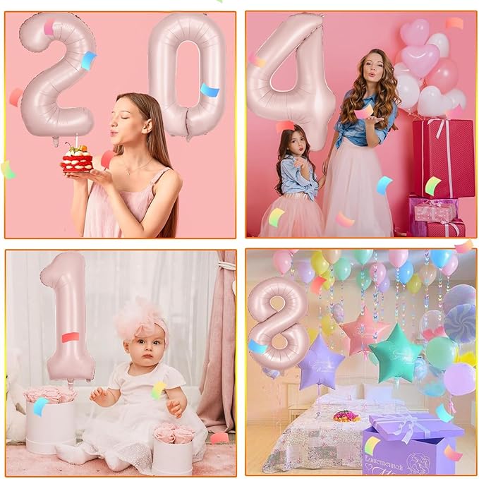 40 inch Pink Number Balloon Light Pink 7 Balloon Matte Pink Number 7 Balloon for 7th Birthday Party Decorations