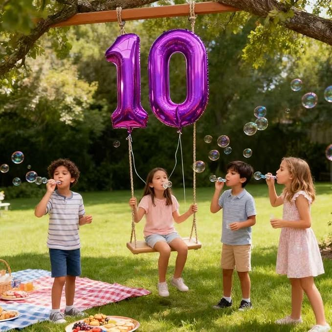Laser Hot Pink Number 10 Balloons 40 Inch Giant Number Pink 10 Foil Mylar Balloons for 10th Birthday Anniversary Events Party Decorations
