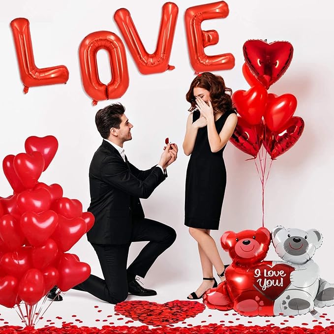 Letter Balloons 16 Inch Mylar Foil Alphabet Letter A-Z Balloons Set for Wedding Birthday Party Decoration Banner Custom Phrase 26 Pieces(Red)