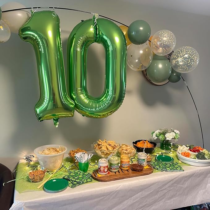 Smlpuame 40 inch Number Balloon 0-9 Green Large Number 0 Balloons,Digital Balloons for Birthday Party Celebration Decorations Supplies, Helium Foil Number Balloons for Wedding Anniversary