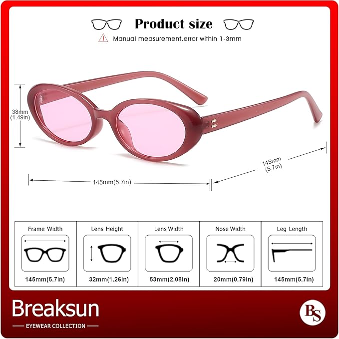 Retro Oval Sunglasses for Women Men Fashion Small Oval Sunglasses 90s Vintage Shades