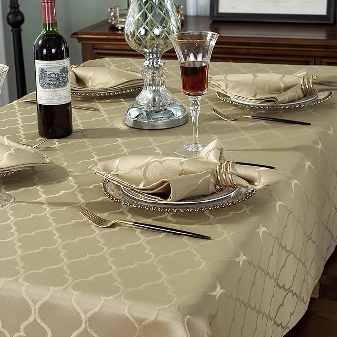 SASTYBALE Jacquard Napkin Flower Pattern Polyester Table Cover - Spill Proof, Wrinkle Resistant, Dust-Proof - Gold, 20x20
