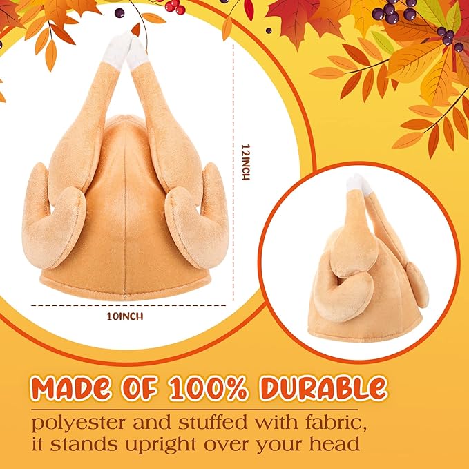Hanaive 10 Pieces Thanksgiving Turkey Hats Bulk for Adults Turkey Costume for Dress-up Party Plush Turkey Hat Party Supplies
