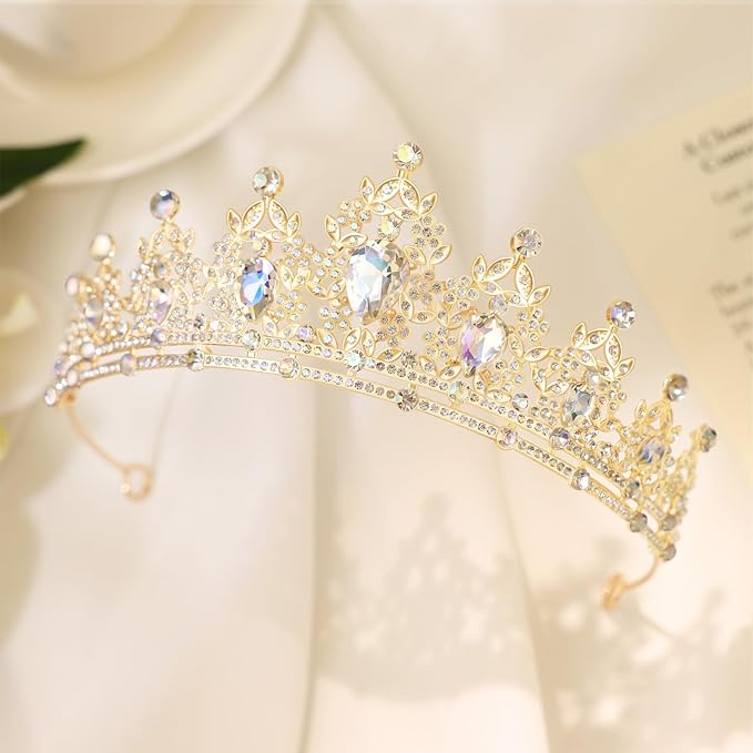 Princess Tiara and Crown for Women Wedding Tiaras for Bridal girls Tiaras and Crystal Crowns Rhinestone Headband Metal Hair Accessories for Costume Birthday Party Prom