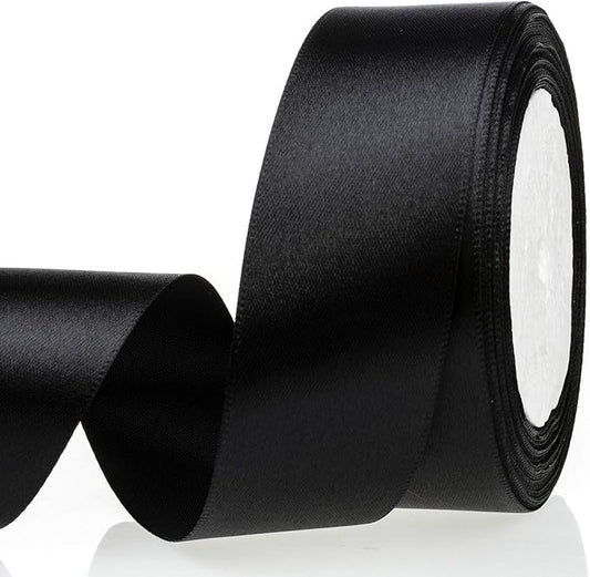 ATRBB 25 Yards 1-1/2 inch Wide Satin Ribbon Perfect for Wedding,Handmade Bows and Gift Wrapping(Black)
