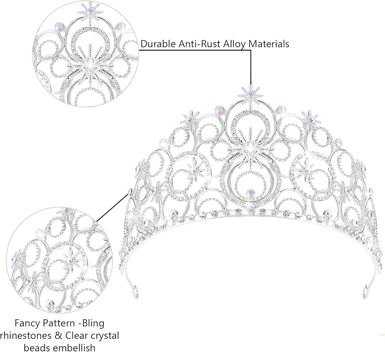 Crystal Crowns for Women, Crystal Bubble TiaraBride Royal Queen Headband Princess Headpieces for Women Bridal Wedding Prom Birthday Party Crowns