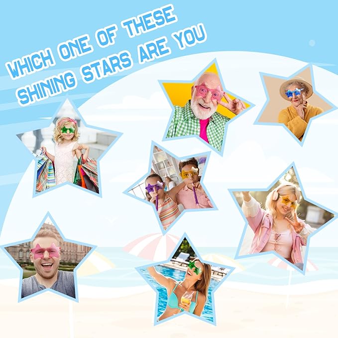 Morcheiong 10/20/30/40 Pack Star Sunglasses Colorful Rimless Sunglasses, Cool Pool Wedding Party Favor Pentagram Glasses
