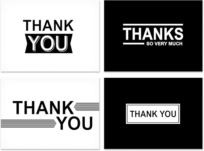 Hallmark Thank You Cards Assortment, Black and White Thanks (48 Cards with Envelopes for All Occasions)