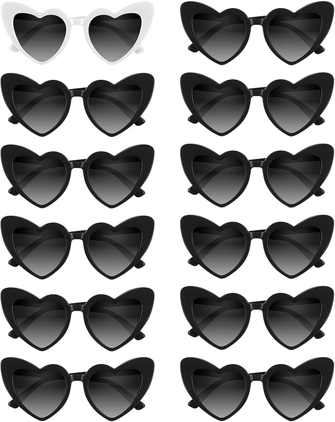 4/6/8/10/12 Pack Bachelorette Sunglasses Heart Sunglasses Vintage Heart Shaped Glasses for Women Bridal Party Wedding