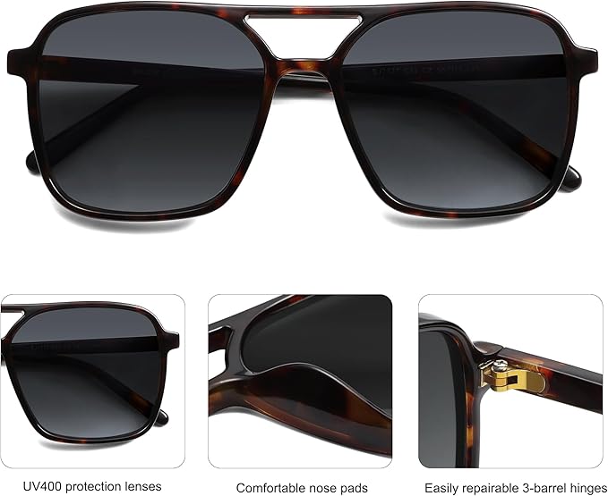 SOJOS Trendy Vintage Aviator Square Sunglasses For Womens Mens Retro 70s UV400 Women Sun Glasses SJ2327