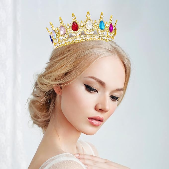 Queen Crown Rhinestone Wedding Tiara for Women - Costume Party Hair Accessories, Princess Birthday Crystal Bridal Crown