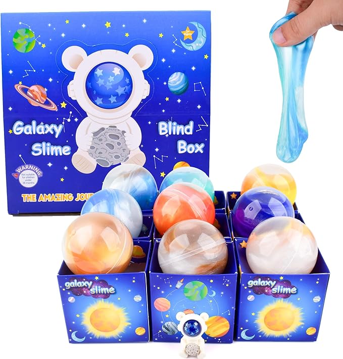 Galaxy Slime Party Favors, 9 Pack Planet Galaxy Slime Balls for Kids - Stretchy & Non-Sticky, Mess-Free, Classroom Reward, Birthday Gifts, Party Supplies, Sensory Anxiety Relief Toys for Girls Boys