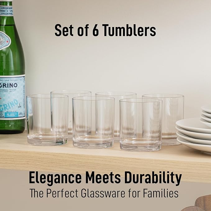 Zulay Kitchen Acrylic Glasses Drinkware - 6 Piece Unbreakable Plastic Tumblers - BPA-Free, Reusable Plastic Drinking Glasses for Home & Outdoors - Stackable, Lead-Free & Dishwasher Safe - (12 oz)