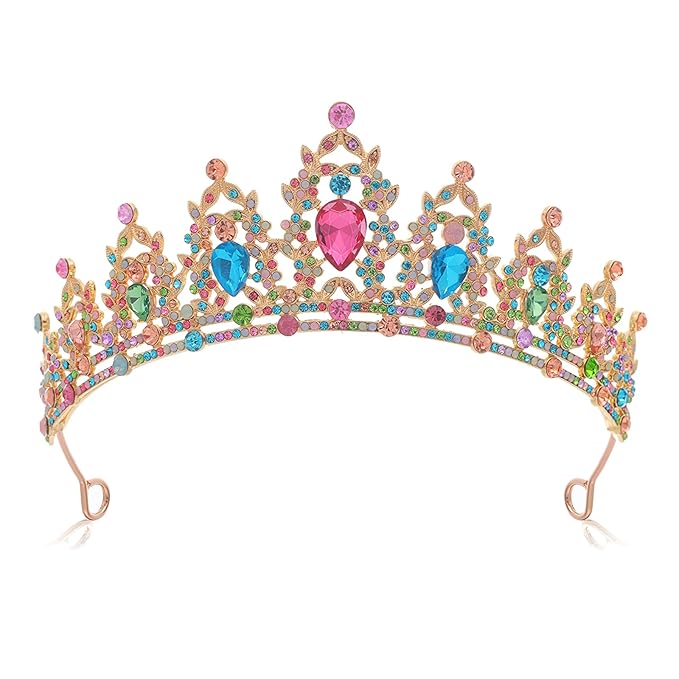 Tiara Crown for Women, Headband Hair Accessories for Birthday Wedding Party Costume Multicolor