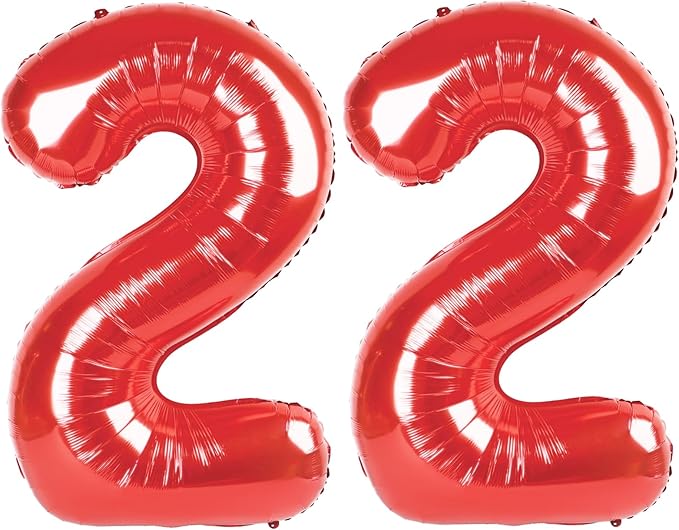 Red Number 22 Balloon 40 Inch Birthday Decorations, Number 22 Balloon Birthday Party Decorations, Anniversary Decorations Graduations Party Supplies