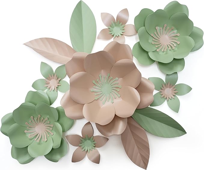 Giant Paper Flowers Kit - DIY Flower Craft Set for Backdrop, Party & Nursery Decor - Ready-to-Assemble Precut Flowers with Leaves & Instructions - Reusable Large Flower for Decoration & More