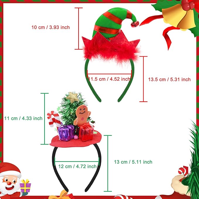 BQTQ 15 Pieces Christmas Headbands Party Hats Headbands for Christmas Holiday Favour