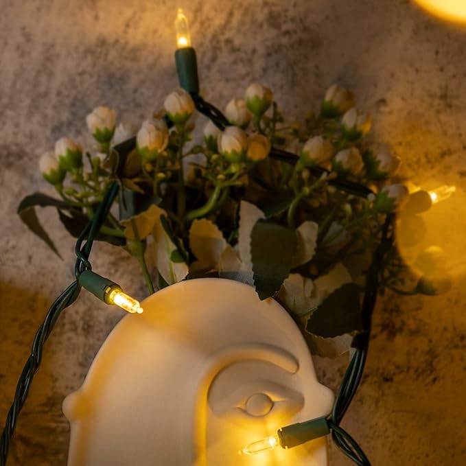 YULETIME Warm White LED Christmas Lights 200 Count 50 ft, Pack of 2 Strands 25 ft 100 Lights UL Certified Commercial Grade String Light Set (Warm White)