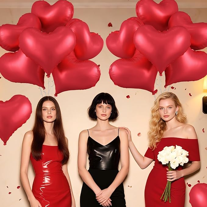 Red Heart Balloons,24Inch Large Red Heart Foil Balloons for Valentine's Day Birthday Wedding Baby Shower Anniversary Party Decorations
