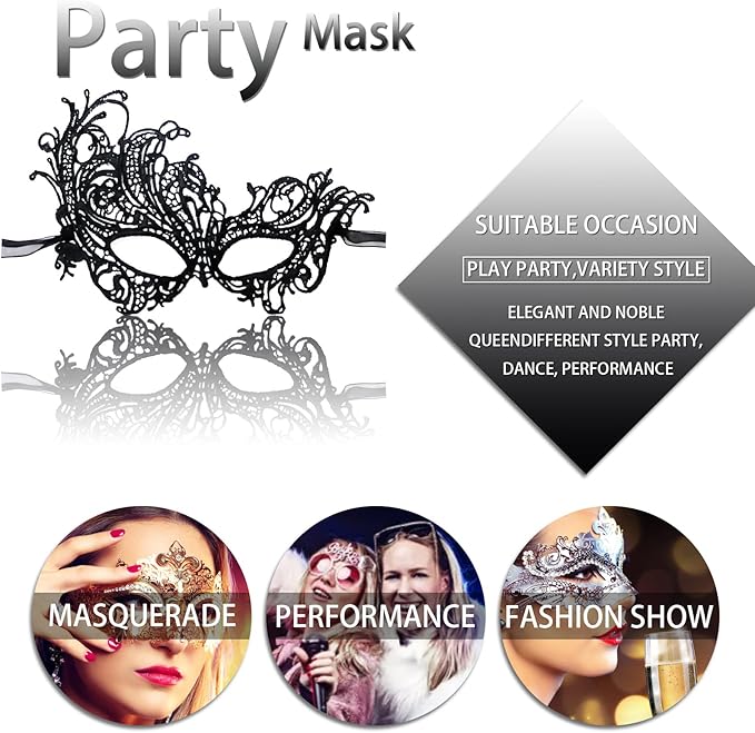 IncreDecor Couple Masquerade Lace Mask Set, Fit for Women and Men Venetian Halloween Masks, Specially for Costume, Mardi Gras