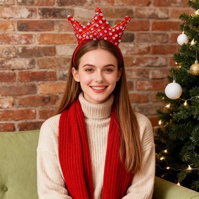 6 PCS Princess Crown Headband,Sequins Crowns Headband,Glitter Headbands Crown Party Favors Glitter Tiara Set for Little Girls & Teens Birthday & Halloween Christmas Party Gifts