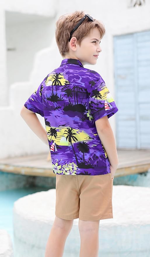 Cromoncent Matching Hawaiian Outfits for Family, Dad and Son Matching Luau Beach Tropical Shirts Mommy Daughter Tropical Sets