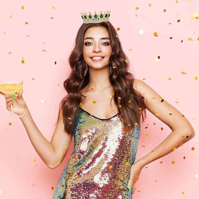 Gold Crown for Women, Crystal Queen Tiaras Headband Wedding Bridal Hair Accessories, Birthday Party Prom Cake Topper