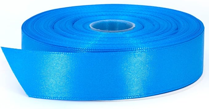 Blue Satin Ribbon, 1 inch x 50 Yards, Double Face Solid Color, Thick and Durable Ribbon Roll, 100% Polyester Ribbon for Gift Wrapping, Crafts, Hair and Multiple Decorations