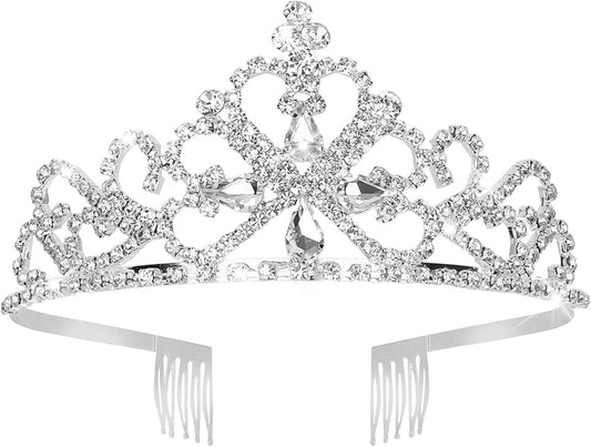 Silver Crown Tiaras for Women Crystal Queen Crown Princess Elegant Crowns with Combs for Bridal Wedding Prom Birthday Party-Pattern 1