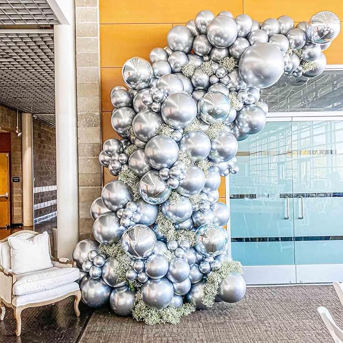 Metallic Silver Balloons, 66pack 12inch Chrome Silver Latex Party Balloons for Graduation, Wedding, Birthday, New Year, Baby Shower, Anniversary, Holiday Party Decorations