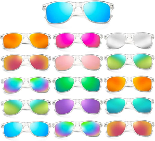Matcheck 8/16 Pack Neon Colors Sunglasses Wholesale Bulk Party Favors Retro Classic Glasses Birthday Pool Unisex Adult