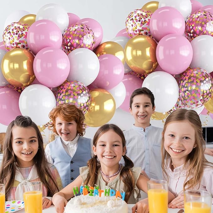 60PCS Gold Pink and White Balloons,White Pink and Gold Balloon Arch Kit,Suitable for Confession Proposal Wedding Girl Birthday Baby Shower Party Decoration