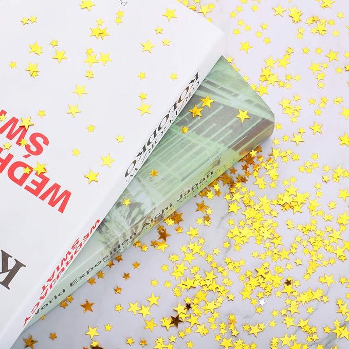 Hestya 60g Star Confetti Glitter Table Confetti Metallic Foil Stars for Christmas Party Wedding Festival Decorations(Gold,10mm and 6mm)
