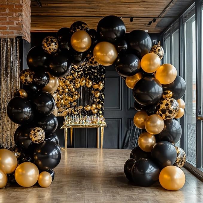 Black Balloons 125 Pcs Different Sizes Pack of 18 12 10 5 Latex Balloons for Birthday Party Black Balloon Arch Kit Garland Graduation Halloween New Year Anniversary Decoration