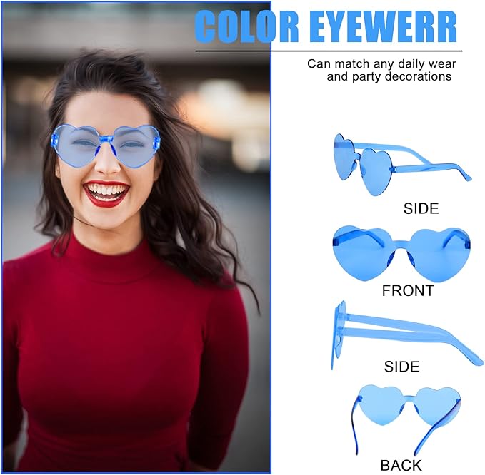 LEFIMOT 12 Pairs Heart Sunglasses for Women Heart Shaped Sunglasses Bulk Colorful Heart Glasses for Party Favor