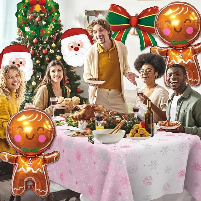 Christmas Balloons Decorations, Gingerbread Balloons, Santa Balloon, Mylar Foil Balloon For Gingerbread Christmas Decorations