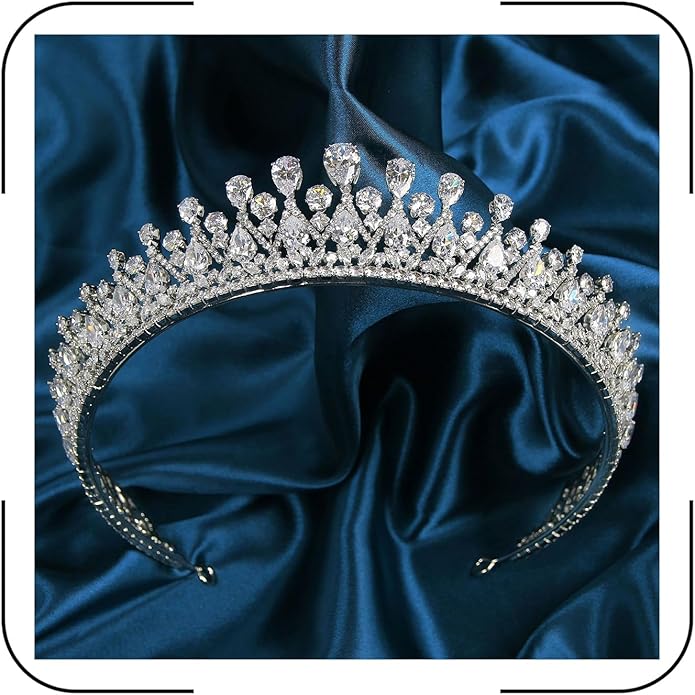 QXMYOO Vintage Women Wedding Tiaras Silver Cubic Zirconia Pageant Crowns Sweet 16 Birthday Prom Party Quinceanera Crowns Bridal Hair Accessories