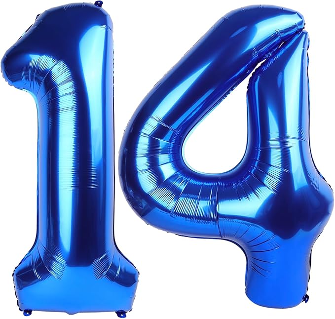 Giant Navy Blue 14 Balloon Number 40 Inch, 14 Number Balloons Birthday Supplies, 14 Year Old Birthday Party Celebration, 14 Balloons Graduations Anniversary Decorations