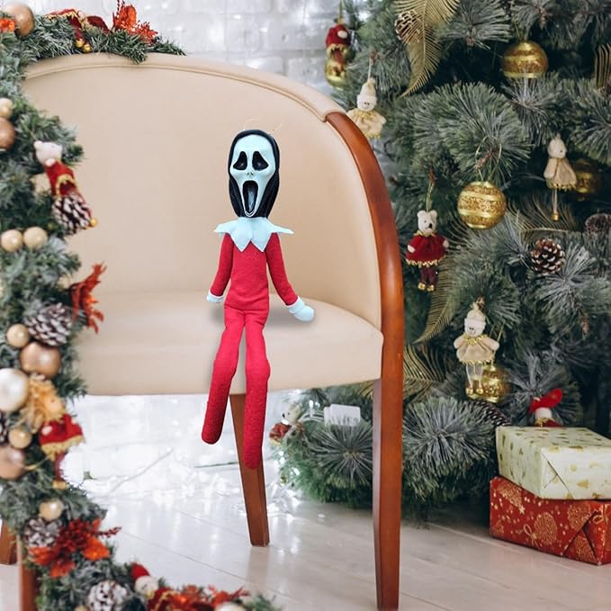 Creepy Ghost Masked Elf Decoration 35cm – Handmade Horror-Inspired Ornament for Christmas, Halloween & Holiday Party Décor – Spooky Collectible with Sinister Expression