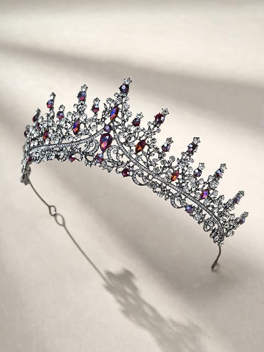 SWEETV Crystal Wedding Tiara for Women, Royal Queen Crown Headband, Rhinestone Princess Hair Accessories for Prom Birthday