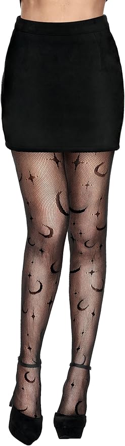 Spooktacular Creations Adult Women Celestial Witch Fishnet Tights, Witch Accessories for Womens Halloween Costumes Role Play