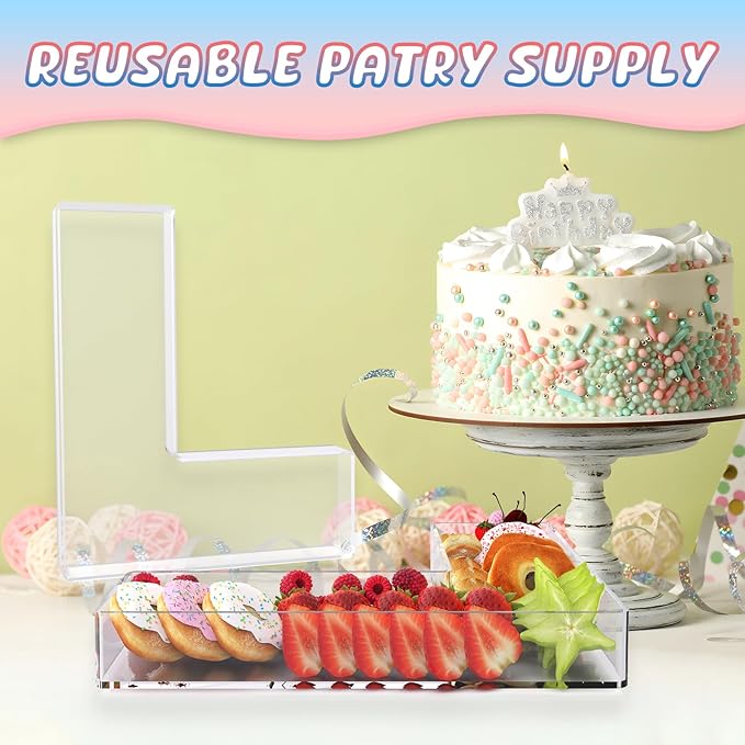 13.8" Extra Large Acrylic Letter Charcuterie Board Box, Reusable Fillable Letter Cake Candy Dish Display Serving Tray for Birthday Anniversary Party Decoration (L)
