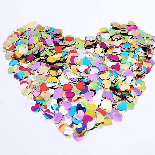 Multicolor Metallic Foil Confetti(0.59 inch) Heart Glitter Rainbow Table Confetti for Party Wedding Decorations,2.11 OZ per pack