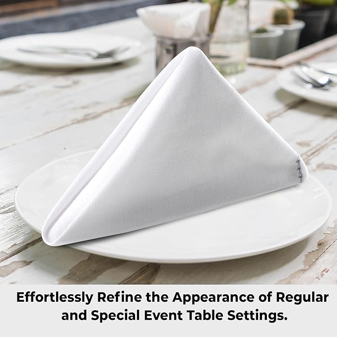Urban Villa Easter Cloth Napkins Hemstitch White Grey 100% Cotton Absorbent Dinner Napkins (Set of 6) 20x20 Inches Soft Durable Washable Reusable Ideal for Everyday Use Wedding Parties Cloth Napkins